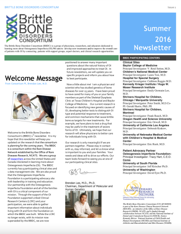 Screenshot of the Summer 2016 BBDC Newsletter