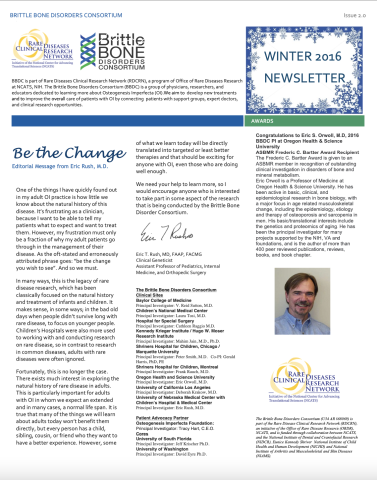 Screenshot of the Winter 2016 BBDC Newsletter