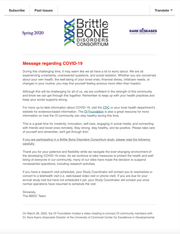Screenshot of the Spring 2020 BBDC Newsletter